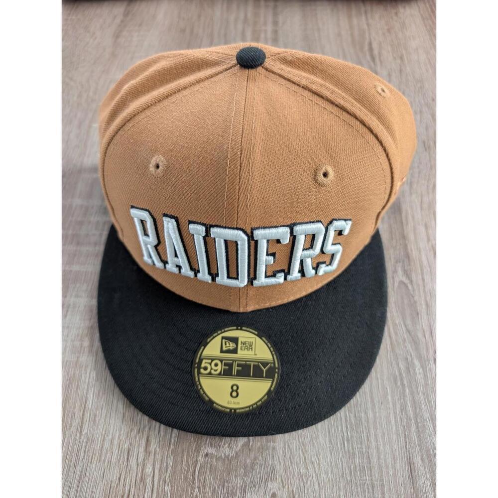 New Era Las Vegas Raiders NFL Brown Black 59Fifty Patch Fitted Cap Size 8